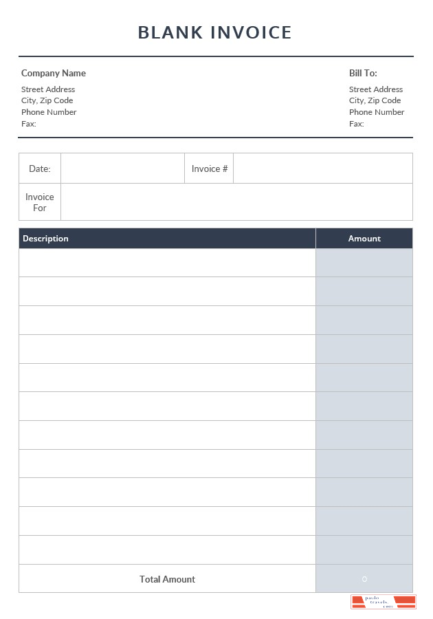 Editable Blank Invoice Template PSD template